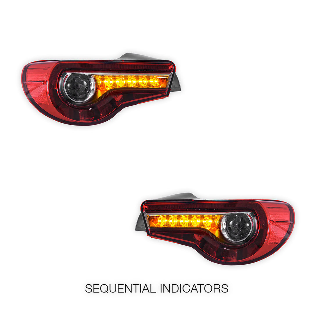 Toyota 86 / ZN6 1st Gen. (2012 - 2021) Sequential Clear Red Full LED Tail Lights LH + RH