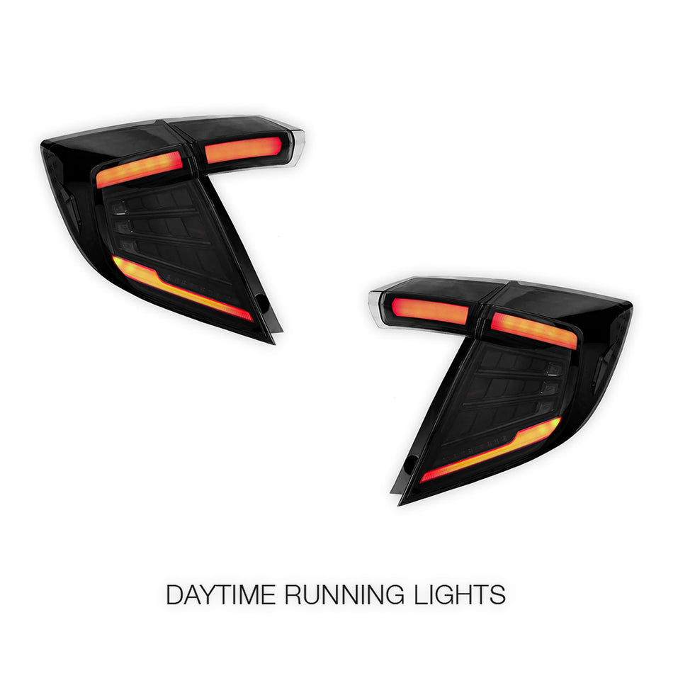 Honda Civic FK4 / FK7 / FK8 (2017 - 2023) Sequential Smoked LED Tail Lights LH + RH
