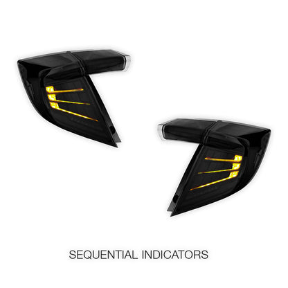 Honda Civic FK4 / FK7 / FK8 (2017 - 2023) Sequential Smoked LED Tail Lights LH + RH