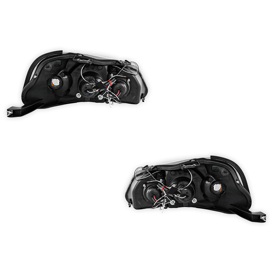 Honda Civic EK (1999 - 2000) Black LED Halo Angel Eyes Projector Headlights LH + RH