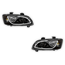 Holden Commodore VE Series 1 (2006 - 2010) Black DRL LED Projector Headlights LH + RH