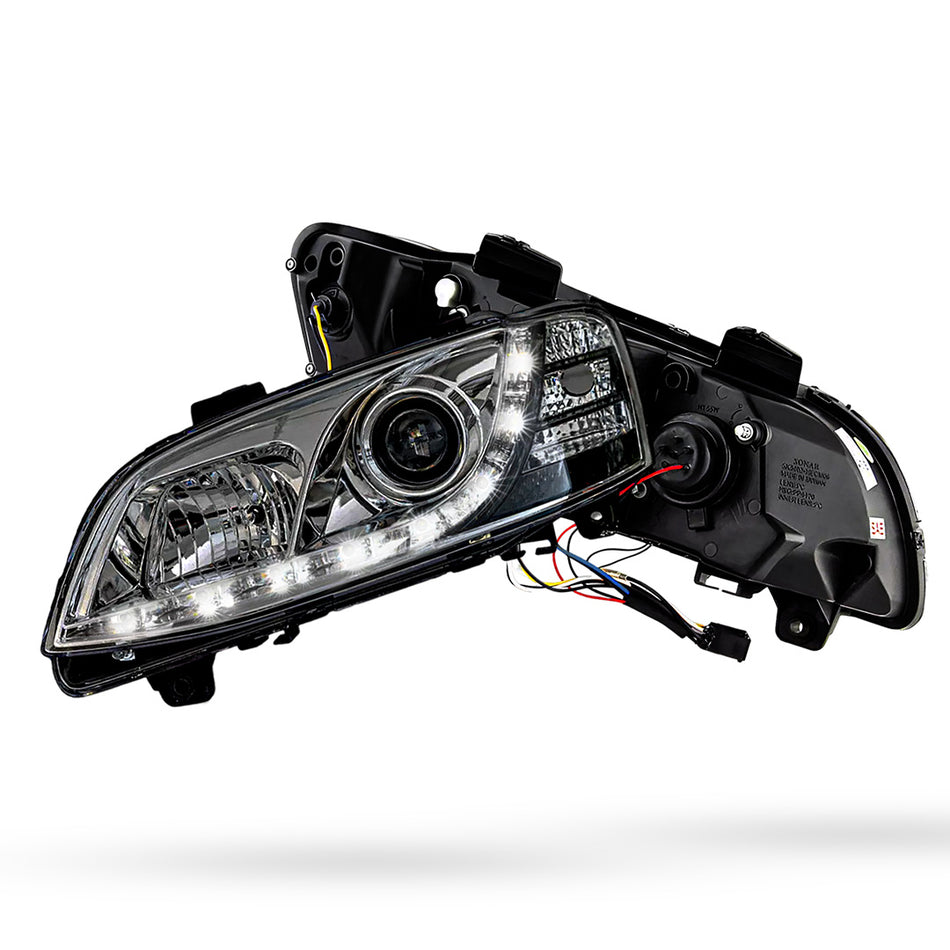 Holden Commodore VE Series 2 (2010 - 2013) Black DRL LED Projector Headlights LH + RH