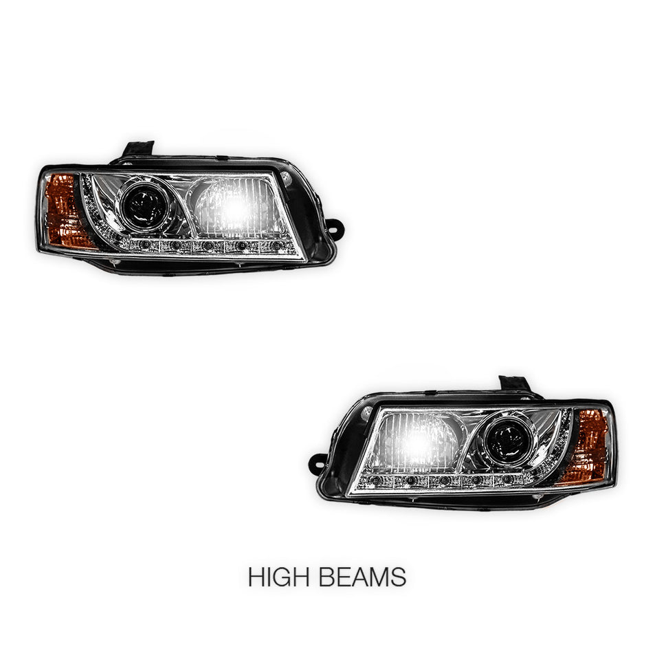 Holden Commodore VZ (2004 - 2007) Crystal Clear DRL LED Projector Headlights LH + RH