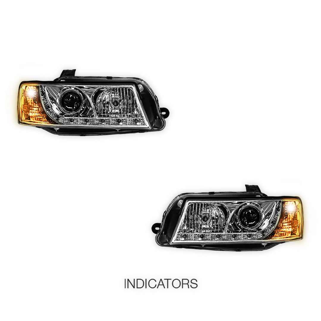Holden Commodore VZ (2004 - 2007) Crystal Clear DRL LED Projector Headlights LH + RH