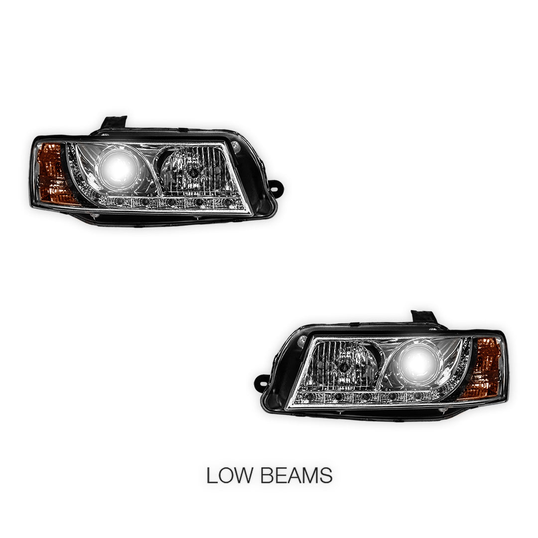 Holden Commodore VZ (2004 - 2007) Crystal Clear DRL LED Projector Headlights LH + RH