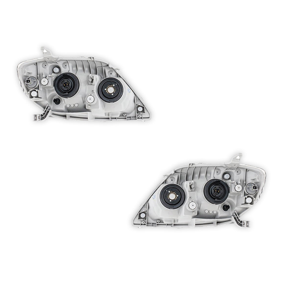 Pair LH/RH Chrome Headlights For Toyota Corolla ZZE122 5-Dr Hatch (2004-2007) – Aftermarket OEM Replacement