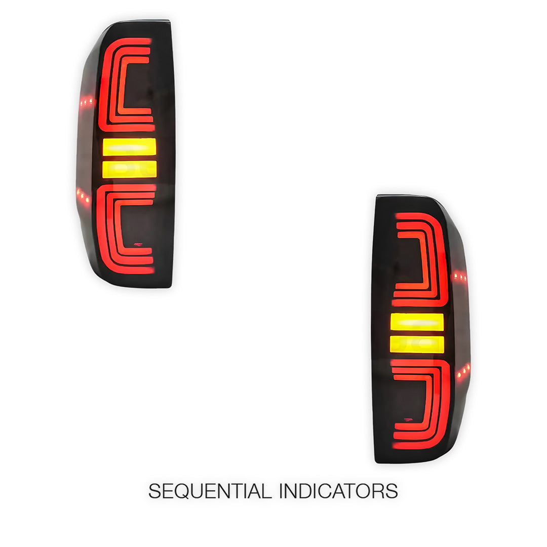 Nissan Navara D40 (2005 - 2015) Sequential Smoked Black LED Tail Lights LH + RH
