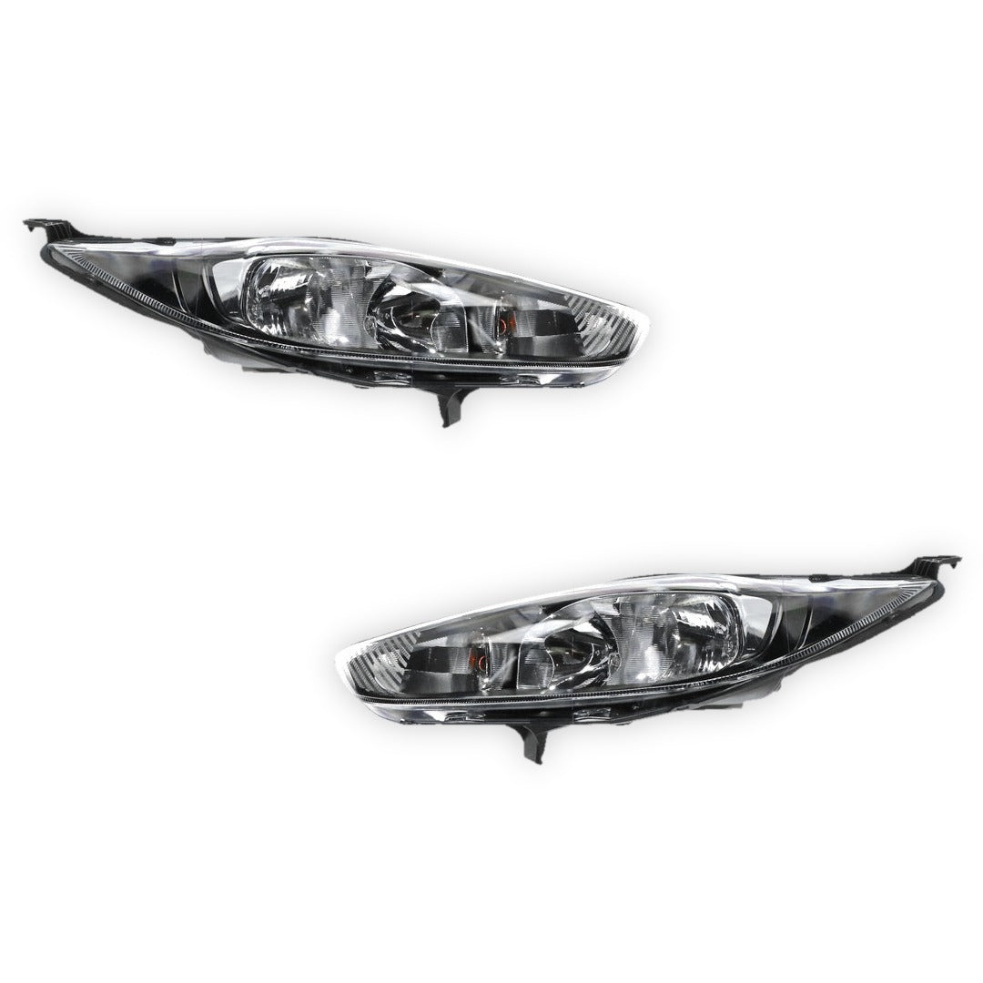 Ford Fiesta WZ Sport/Ambiente/Trend (2013 - 2018) Chrome Reflector Black Surround Headlights LH + RH