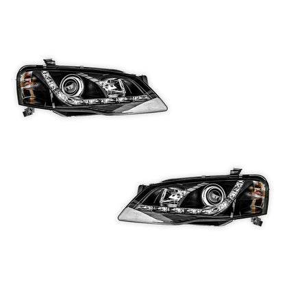 Ford Falcon BF Series 2 (2006 - 2008) Black LED Headlights LH + RH