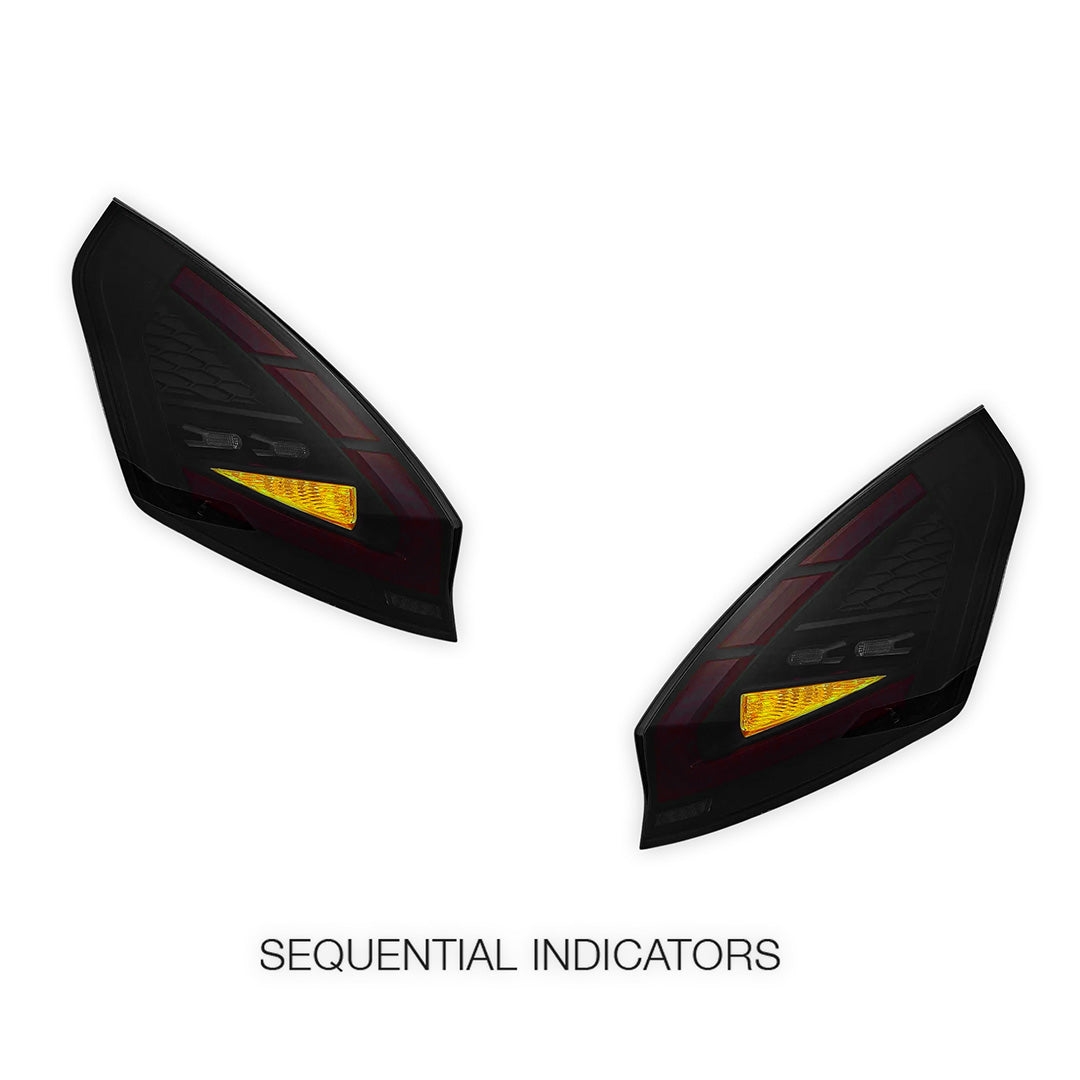 Ford Fiesta WS / WT / WZ (2008 - 2019) Sequential Smoked Full LED Tail Lights LH + RH
