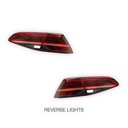 Volkswagen Golf MK7 (2013 - 2019) Sequential Red Full LED Tail Lights LH + RH