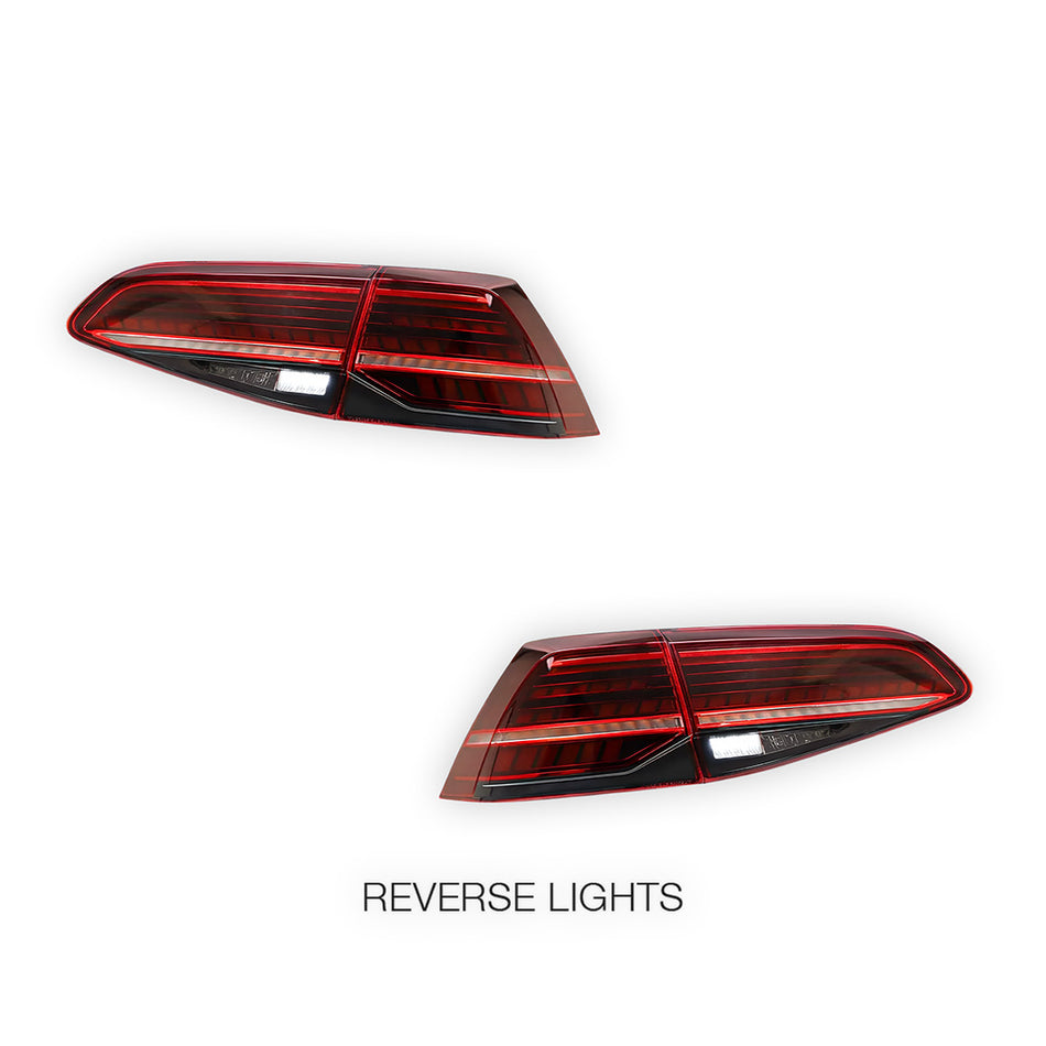 Volkswagen Golf MK7 (2013 - 2019) Sequential Red Full LED Tail Lights LH + RH