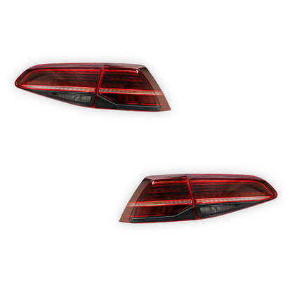 Volkswagen Golf MK7 (2013 - 2019) Sequential Red Full LED Tail Lights LH + RH