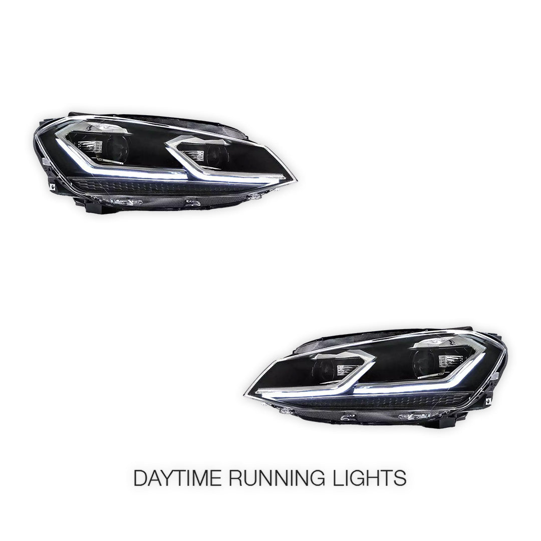 Volkswagen Golf VII MK7 (2014 - 2017) Dual Beam Projector Sequential Headlights LH + RH