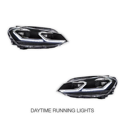 Volkswagen Golf VII MK7 (2014 - 2017) Dual Beam Projector Sequential Headlights LH + RH