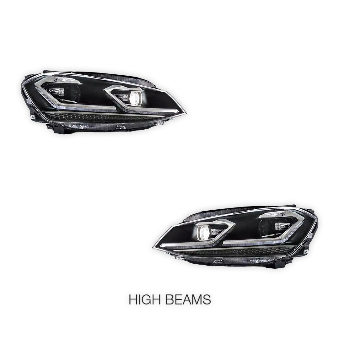 Volkswagen Golf VII MK7 (2014 - 2017) Dual Beam Projector Sequential Headlights LH + RH