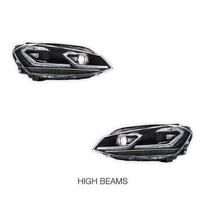 Volkswagen Golf VII MK7 (2014 - 2017) Dual Beam Projector Sequential Headlights LH + RH