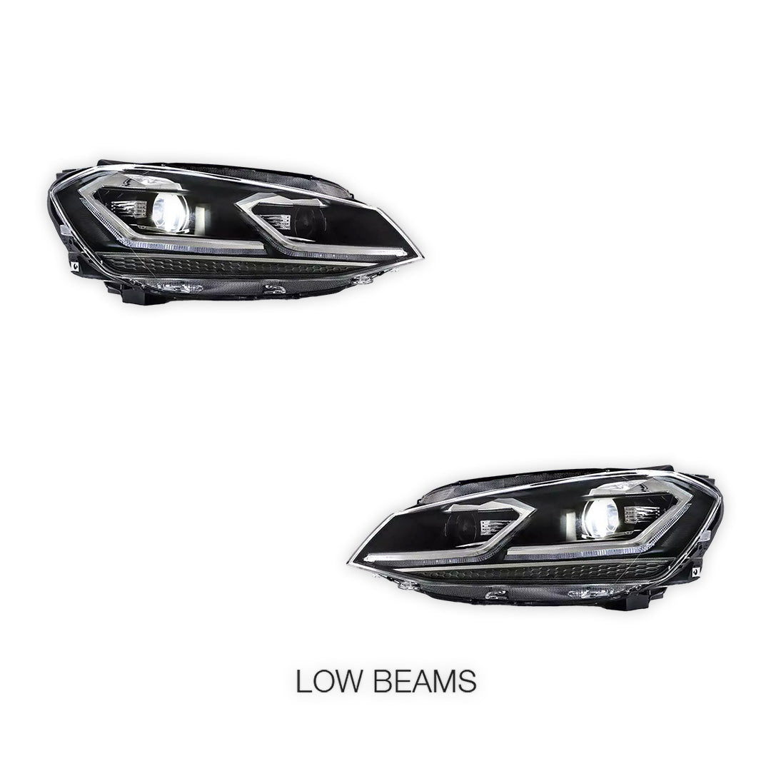 Volkswagen Golf VII MK7 (2014 - 2017) Dual Beam Projector Sequential Headlights LH + RH