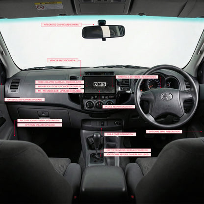 Toyota Hilux N70 (2005 - 2015) 9" 13.3" Wireless Android 16 Head Unit for Apple CarPlay / Android Auto Circular Knob AC Panel