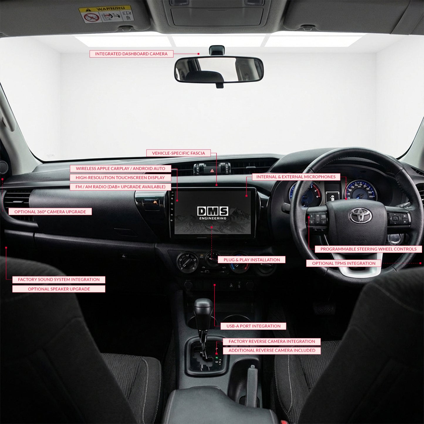 Toyota Hilux N80 (2015 - 2023) 10" 13.3" Wireless Android 16 Head Unit for Apple CarPlay / Android Auto