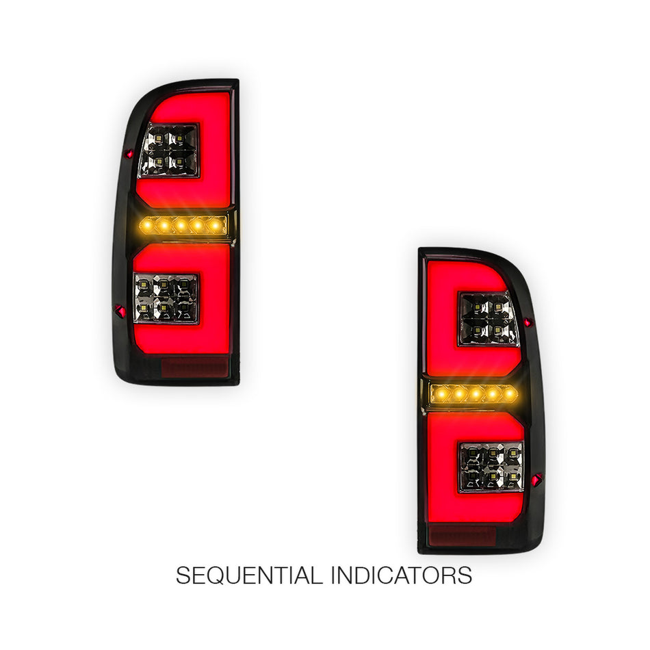 Toyota Hilux N70 (2005 - 2015) Sequential Smoked LED Tail Lights LH + RH