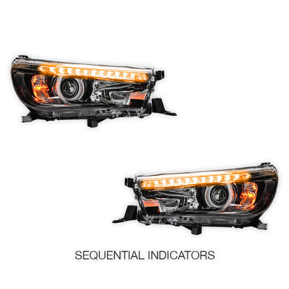 Toyota Hilux N80 (2017 - 2022) Sequential Projector OEM Style Headlights LH + RH