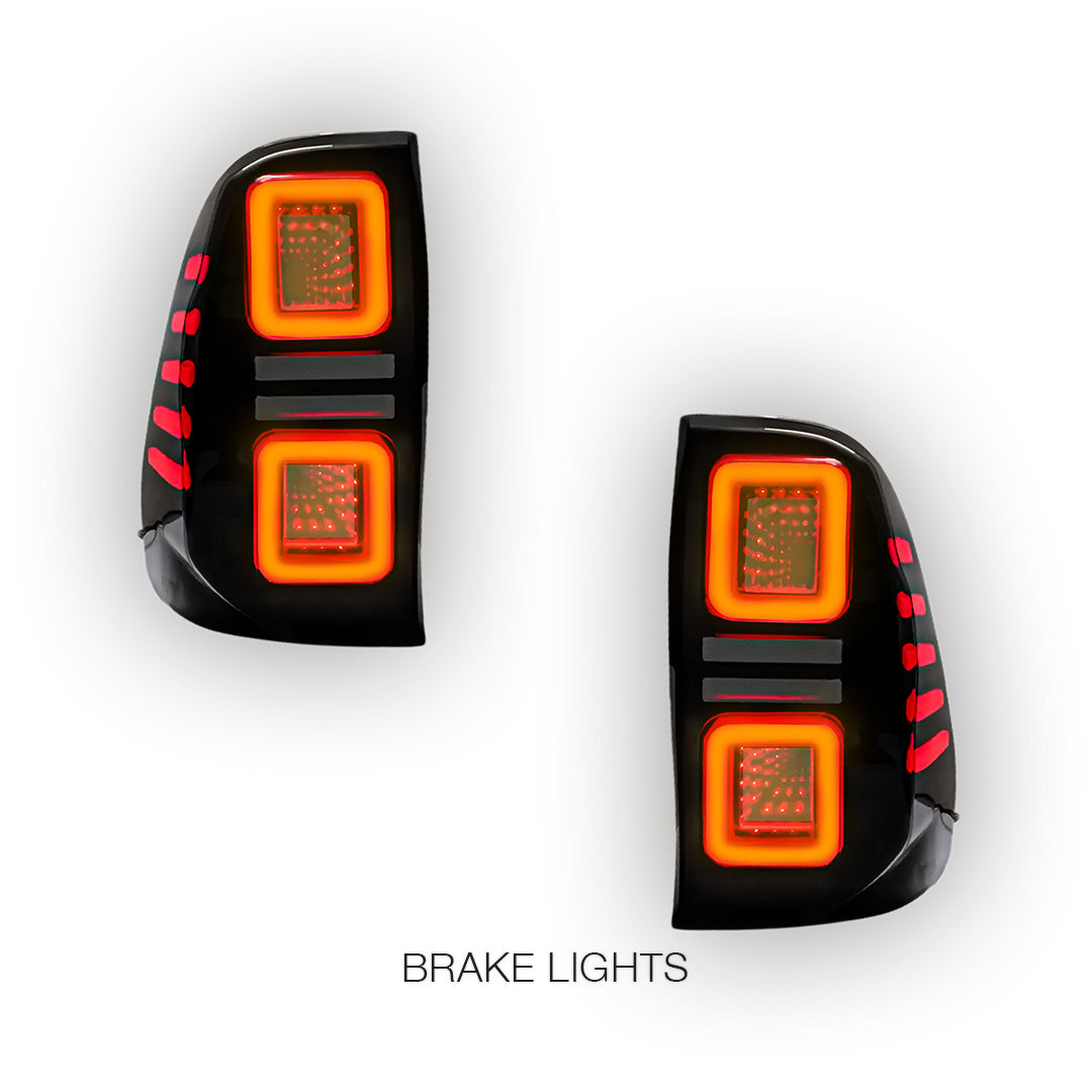 Toyota Hilux N80 (2015 - 2024) Sequential Smoked Block-Style LED Tail Lights LH + RH