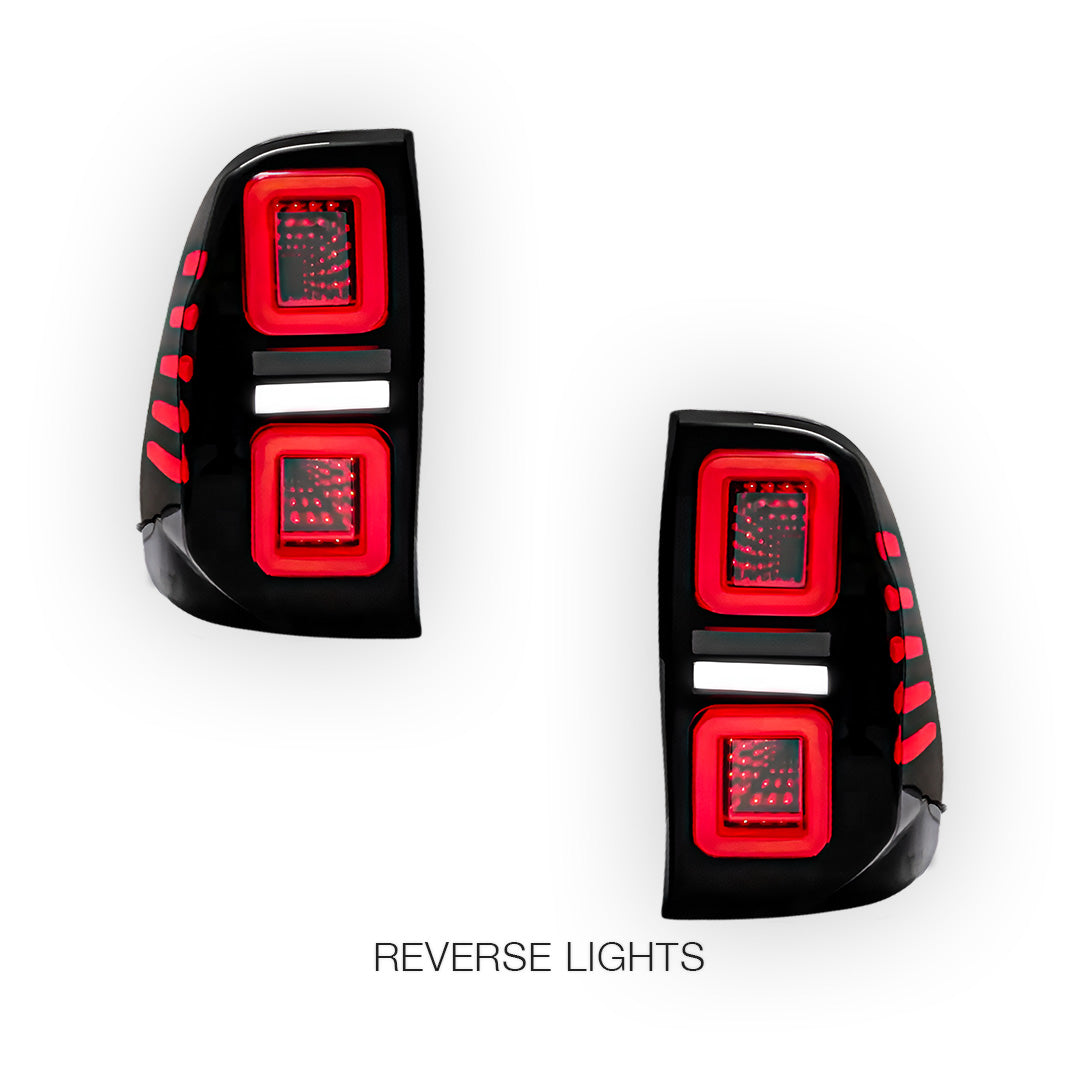 Toyota Hilux N80 (2015 - 2024) Sequential Smoked Block-Style LED Tail Lights LH + RH