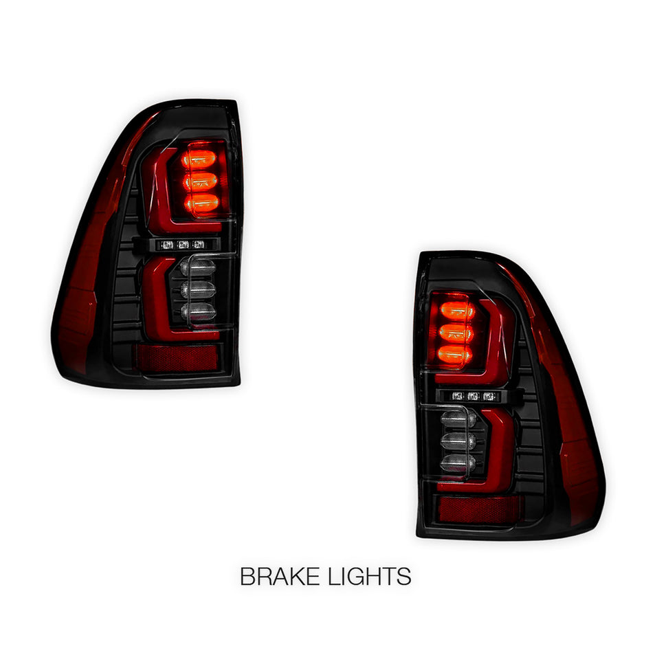 Toyota Hilux N80 / Revo Rocco (2015 - 2024) Black Full LED Tail Lights LH + RH