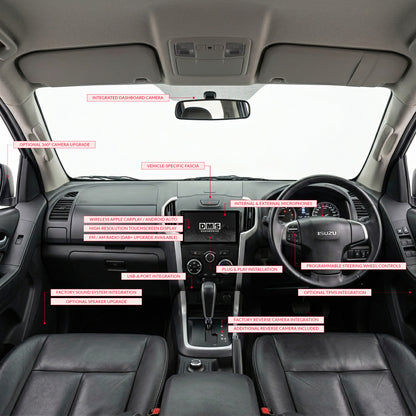 Isuzu MU-X (2012 - 2020) 9" 13.3" Wireless Android 16 Head Unit for Apple CarPlay / Android Auto Roof Screen