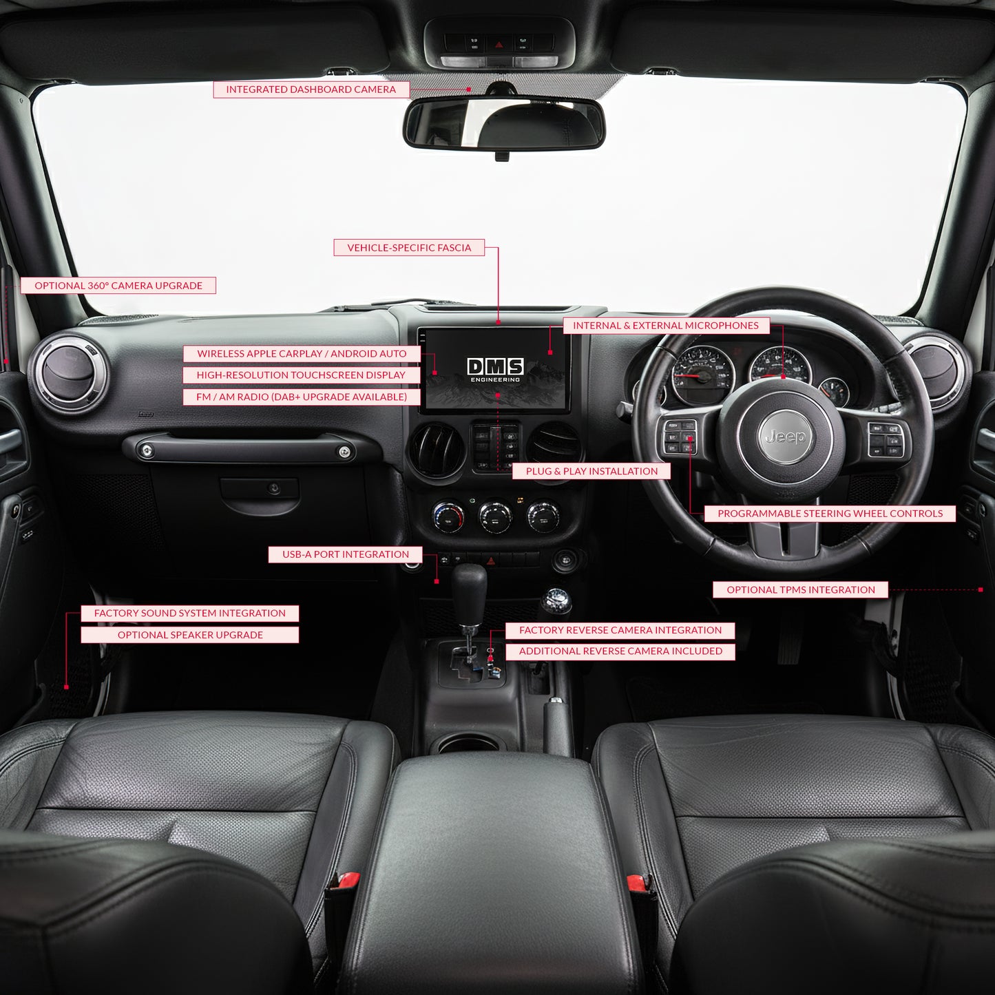 Jeep Wrangler JK RHD (2011 - 2014) 10.1" 13.3" Wireless Android 16 Head Unit for Apple CarPlay / Android Auto