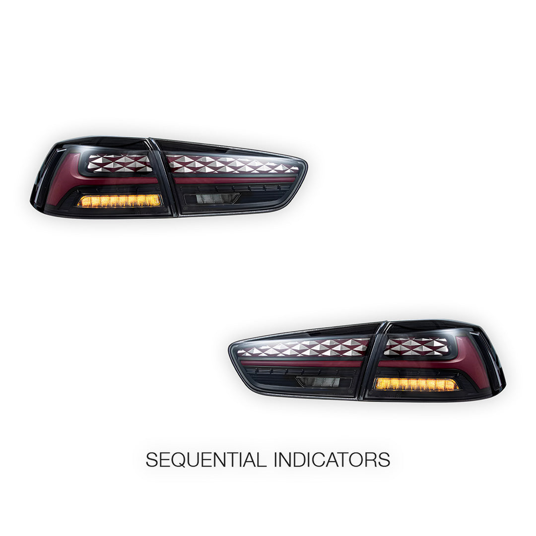 Mitsubishi Lancer Evo X / CJ / CF (2008 - 2017) Sequential Smoked LED Tail Lights LH + RH