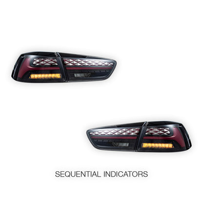 Mitsubishi Lancer Evo X / CJ / CF (2008 - 2017) Sequential Smoked LED Tail Lights LH + RH