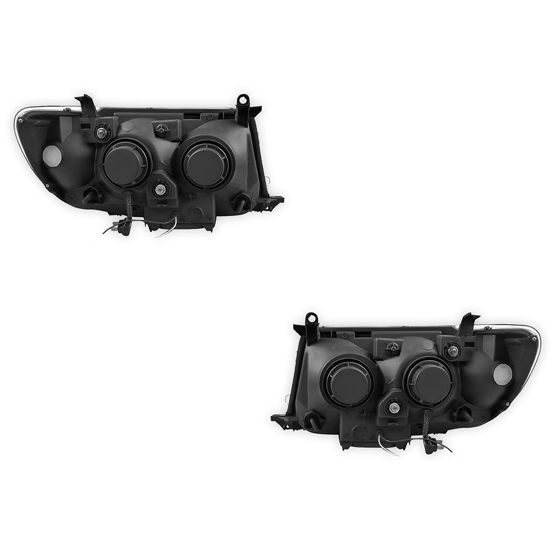 Toyota LandCruiser 100 Series (2005 - 2007) Black LED Halo Angel Eyes Headlights LH + RH