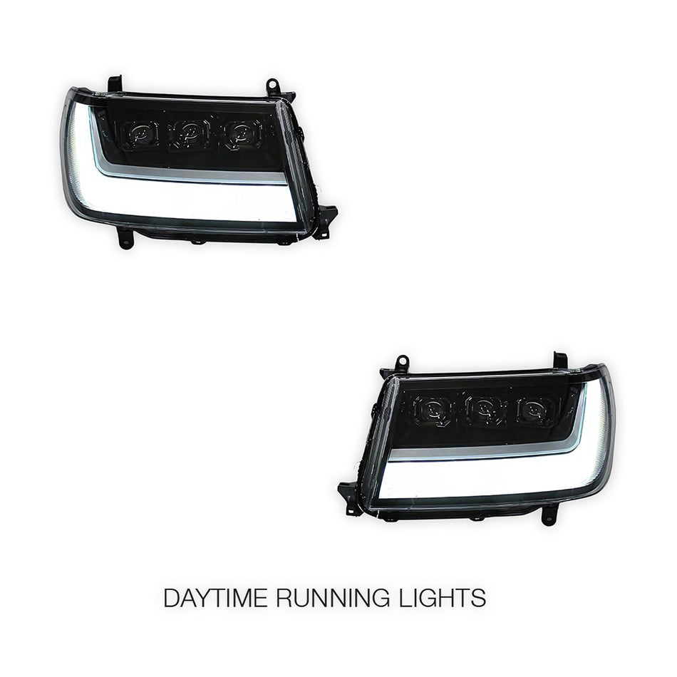 Toyota LandCruiser 100 Series (1998 - 2007) Sequential Full LED DRL Projector Headlights LH + RH