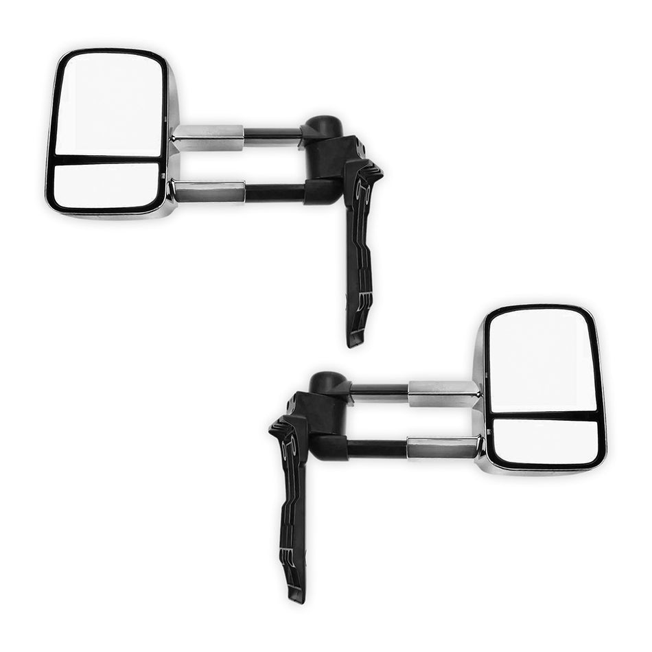 Toyota LandCruiser 70 / 75 / 78 / 79 Series (1984 - 2019) Chrome Extendable Towing Side Mirrors