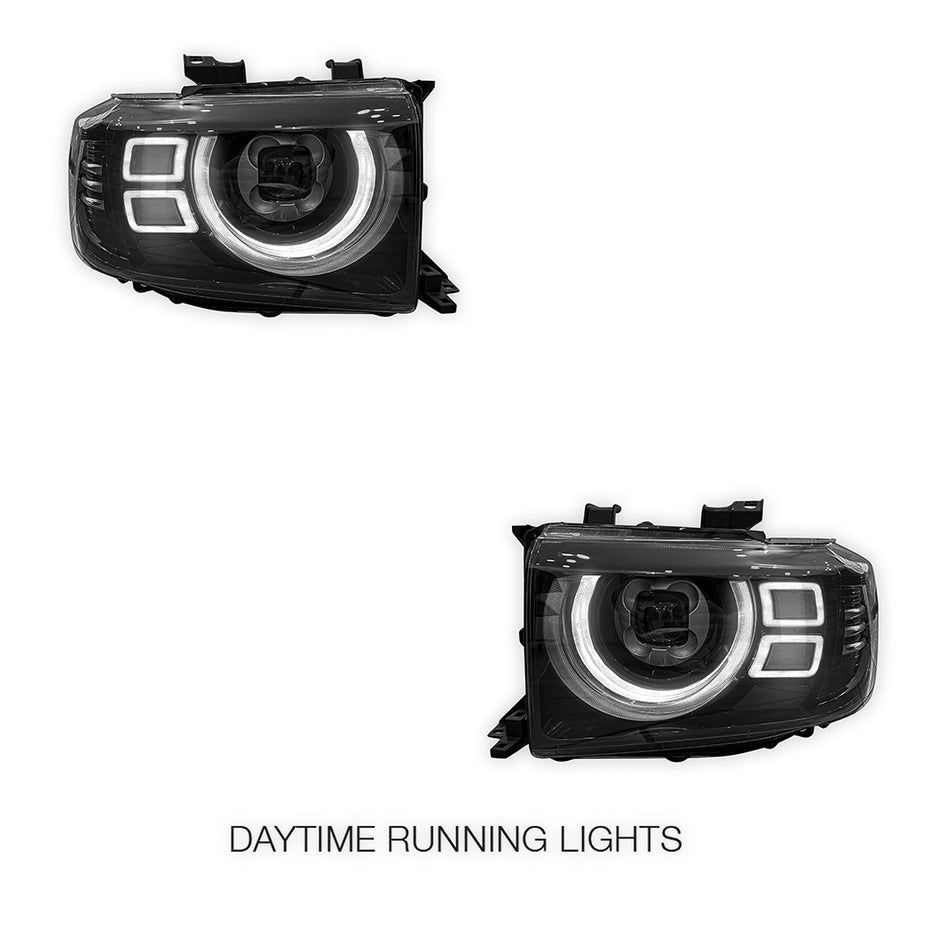 Toyota LandCruiser VDJ76 / 78 / 79 Series (2007 - 2024) Smoked LED Headlights LH + RH