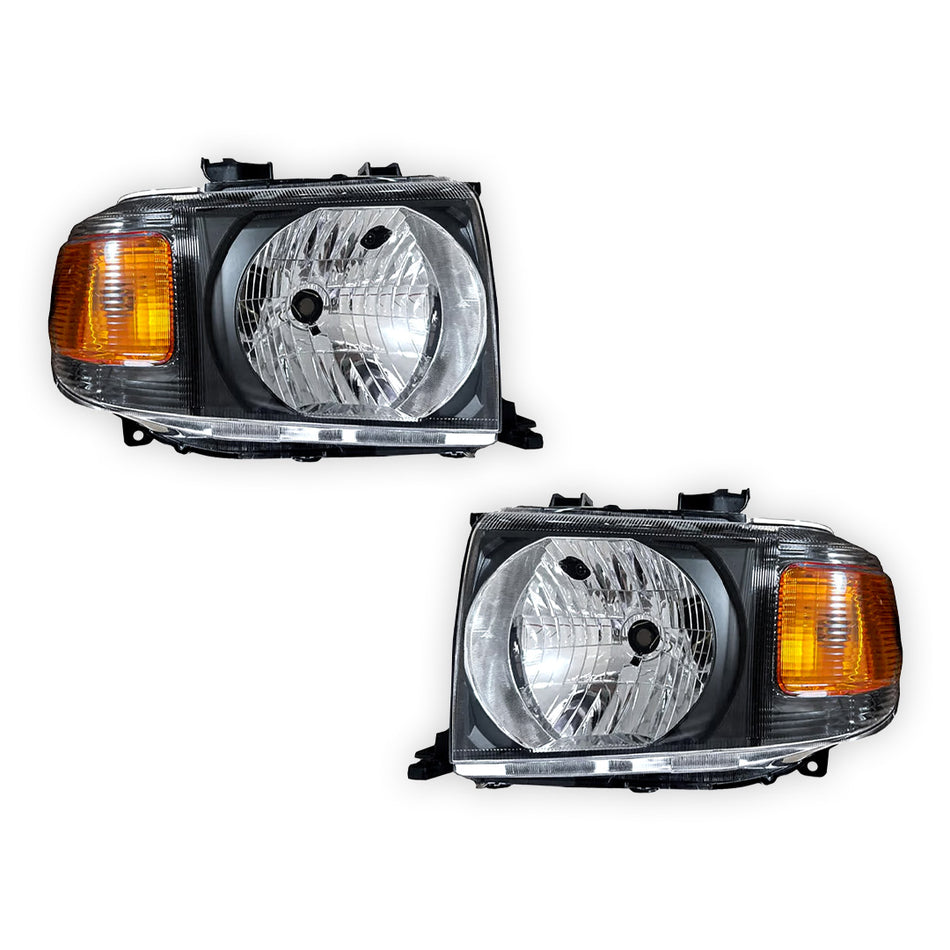 Toyota LandCruiser VDJ 76 / 78 / 79 Series (2007 - 2019) Black Headlights LH + RH