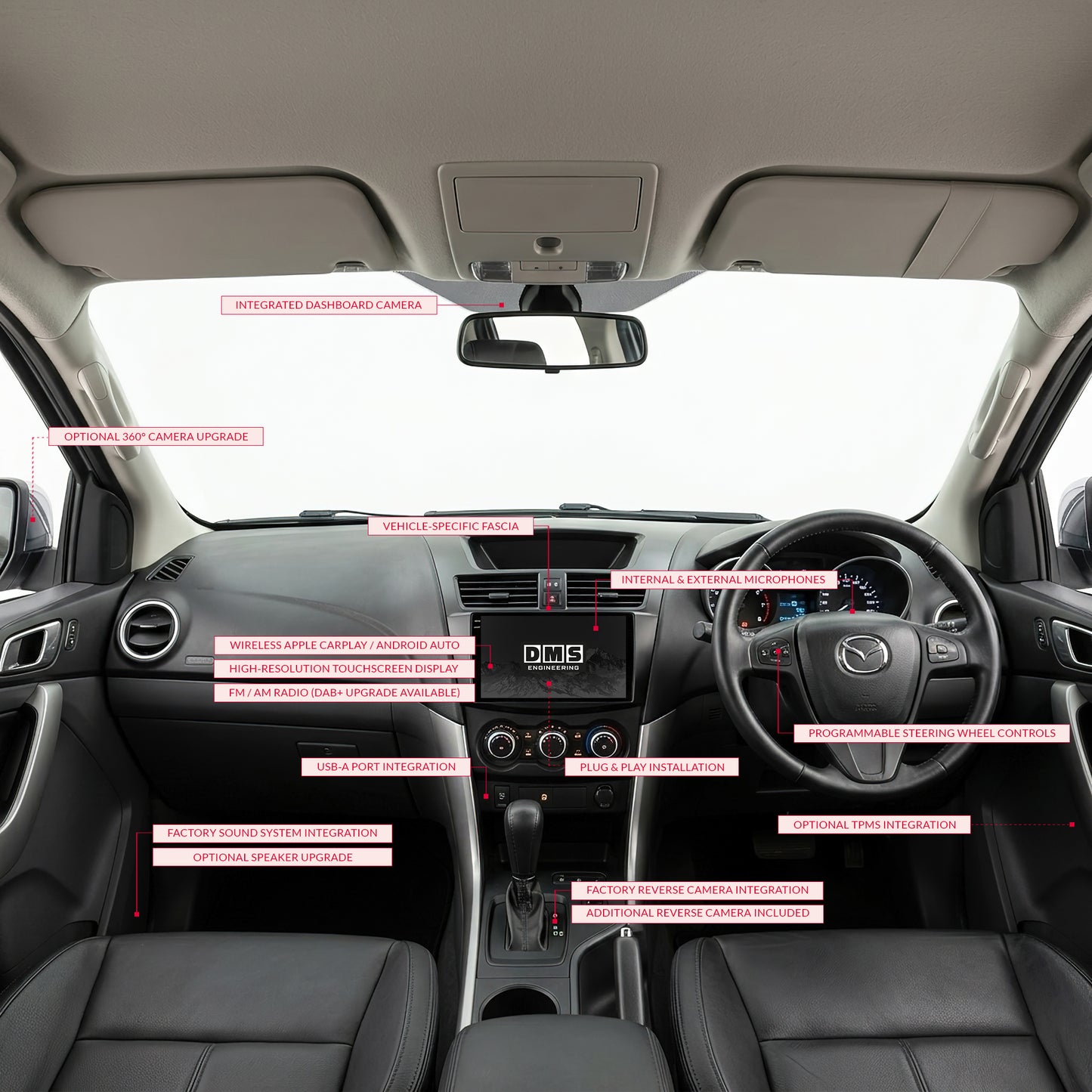 Mazda BT-50 (2012 - 2019) 9" 13.3" Wireless Android 16 Head Unit for Apple CarPlay / Android Auto for Factory No Screen