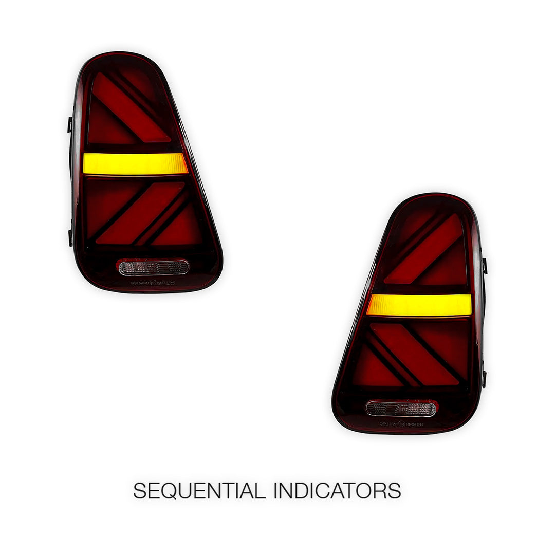 Mini Cooper R50 / R52 / R53 (2001 - 2006) Sequential Red Clear Full LED Tail Lights LH + RH
