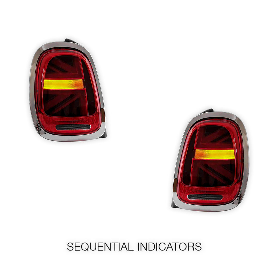 Mini Cooper F55 / F56 / F57 (2014 - 2018) Sequential Red Chrome LED Tail Lights LH + RH