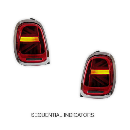 Mini Cooper F55 / F56 / F57 (2014 - 2018) Sequential Red Chrome LED Tail Lights LH + RH