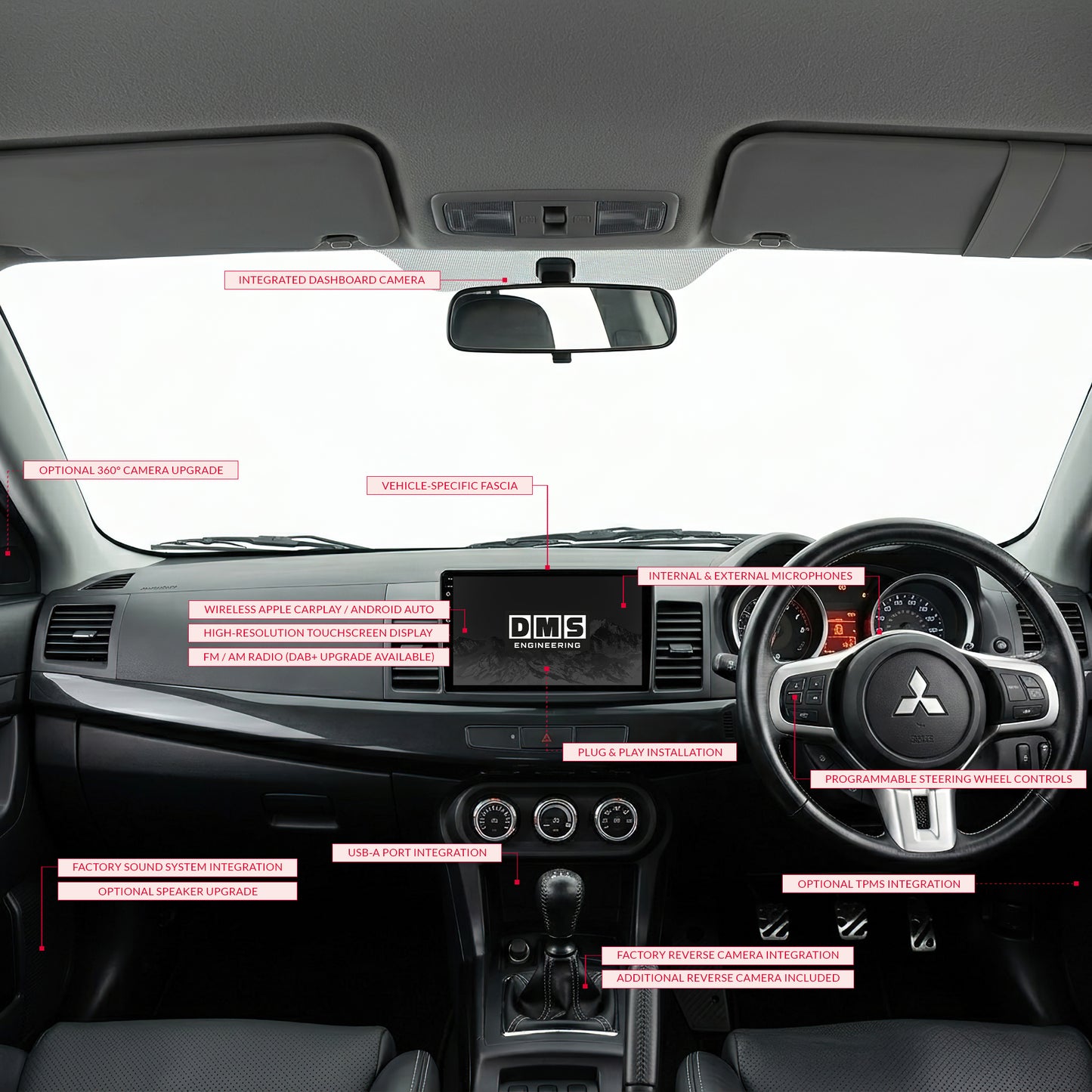 Mitsubishi Lancer Evo 10 CY / CJ / CF (2007 - 2017) 10.1" 13.3" Wireless Android 16 Head Unit for Apple CarPlay / Android Auto