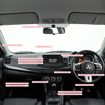 Mitsubishi Lancer Evo 10 CY / CJ / CF (2007 - 2017) 10.1" 13.3" Wireless Android 16 Head Unit for Apple CarPlay / Android Auto