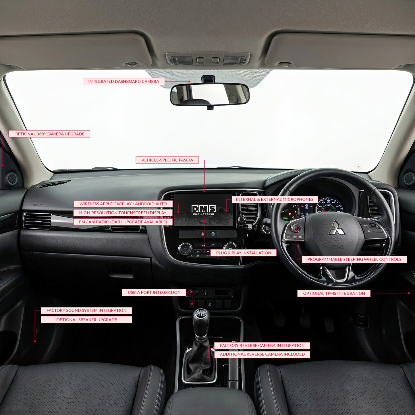 Mitsubishi Outlander ZJ / ZK (2012 - 2018) 9" 13.3" Wireless Android 16 Head Unit for Apple CarPlay / Android Auto