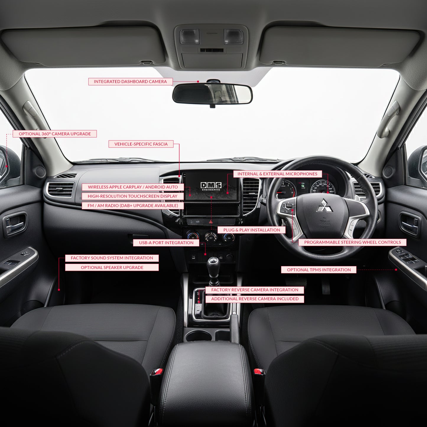 Mitsubishi Triton MQ / MR (2015 - 2019) 9" 13.3" Wireless Android 16 Head Unit for Apple CarPlay / Android Auto Digital AC Panel