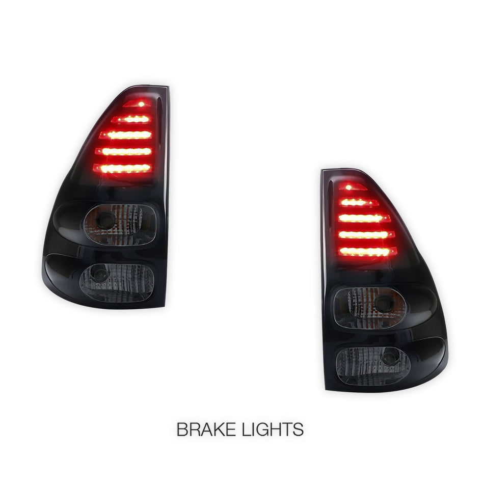 Toyota Prado 120 Series All Models (2003 - 2009) Smoked Black LED Tail Lights LH + RH