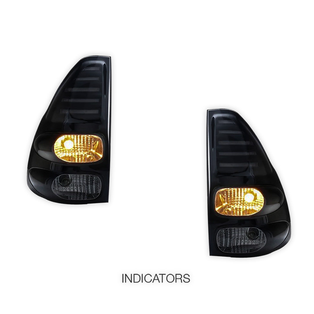 Toyota Prado 120 Series All Models (2003 - 2009) Smoked Black LED Tail Lights LH + RH
