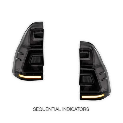 Toyota Prado 120 Series All Models (2003 - 2009) Sequential Smoked LED Tail Lights LH + RH
