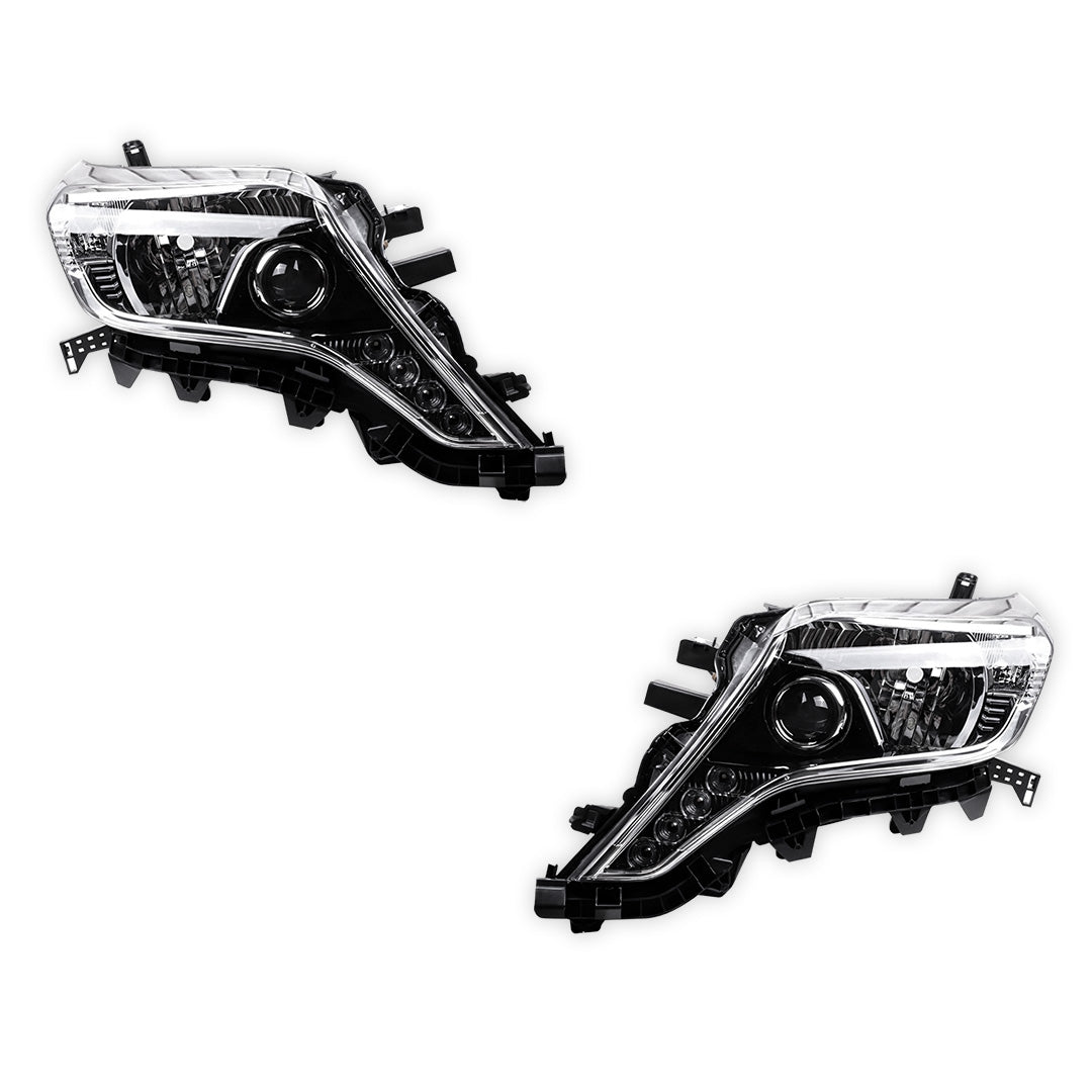 Toyota LandCruiser Prado GRJ150 / KDJ150 Series 2 (2013 - 2017) Black LED DRL Headlights LH + RH